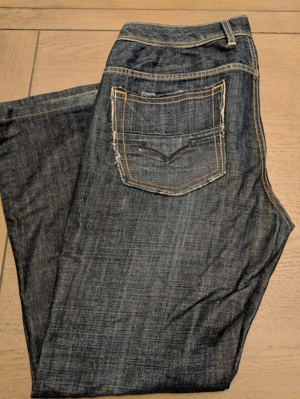 Buffalo Dark Wash Straight Leg Jeans with Contrast Stitching 36